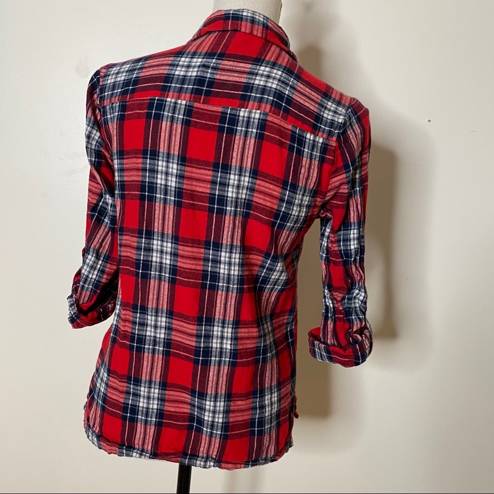 RED Plaid Flannel Tartan Button-Down Shirt - Picture 5 of 12